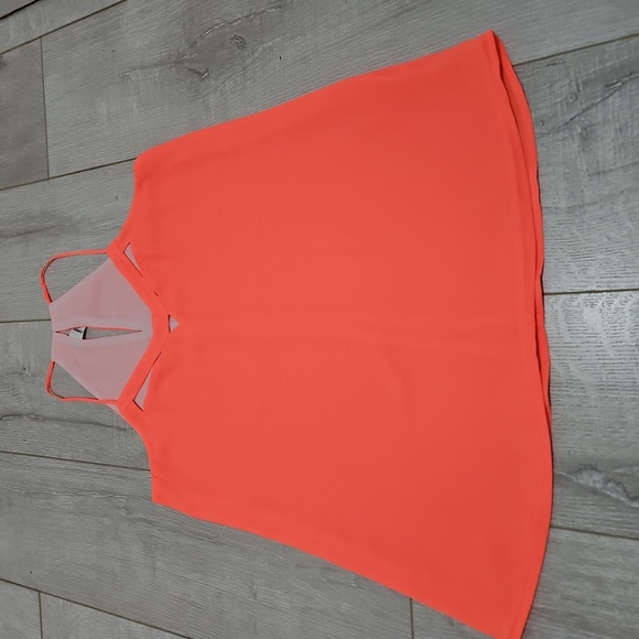 EXPRESS Blouse, Sz S, Neon Peach, Strappy, Polyester, NEW - Picture 4 of 10